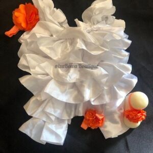 White Satin Romper  8WSRM  Small 12M-2T  NWT Boutique